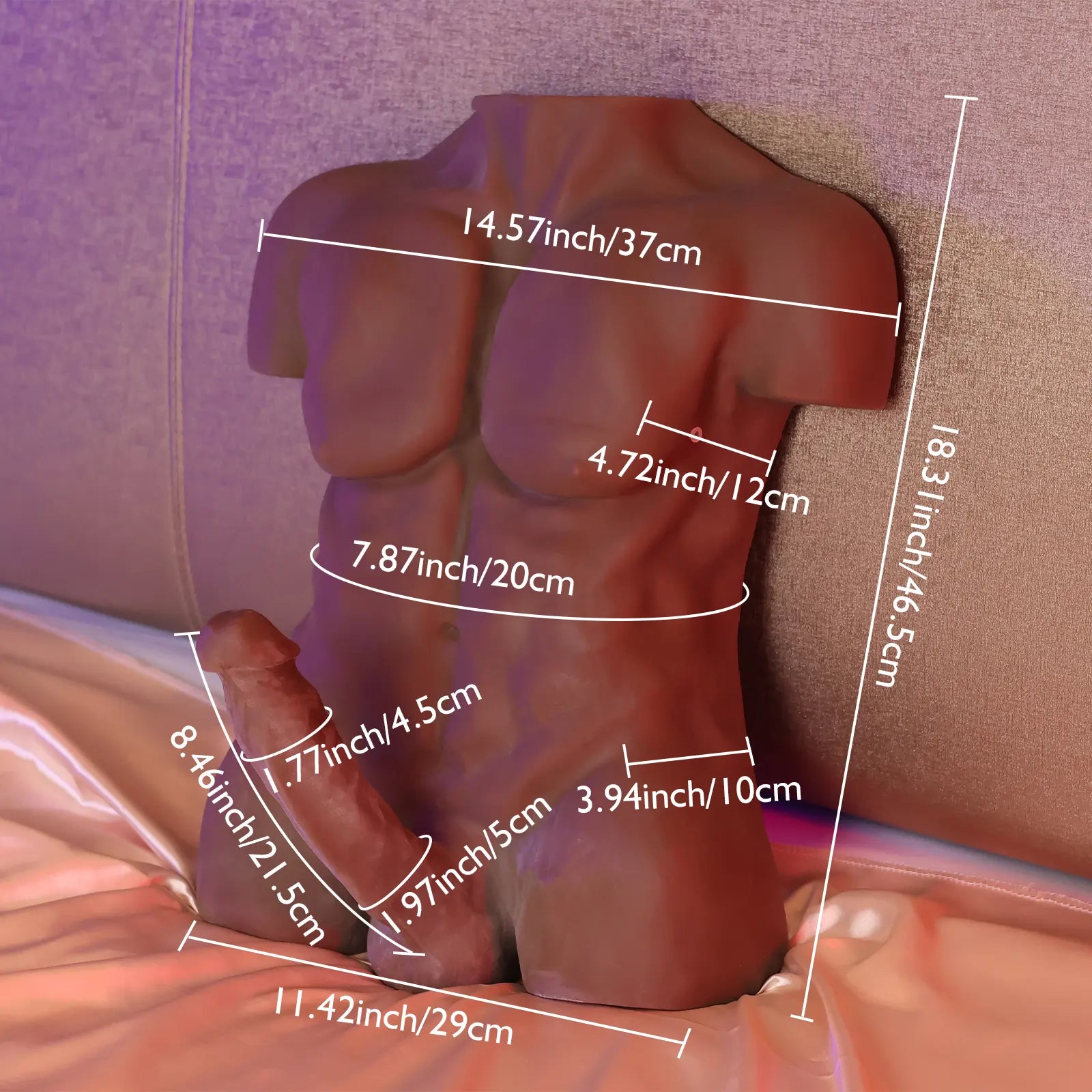 John-14LB Strong Muscle Male Torso Sex Doll With 8″ Dildo