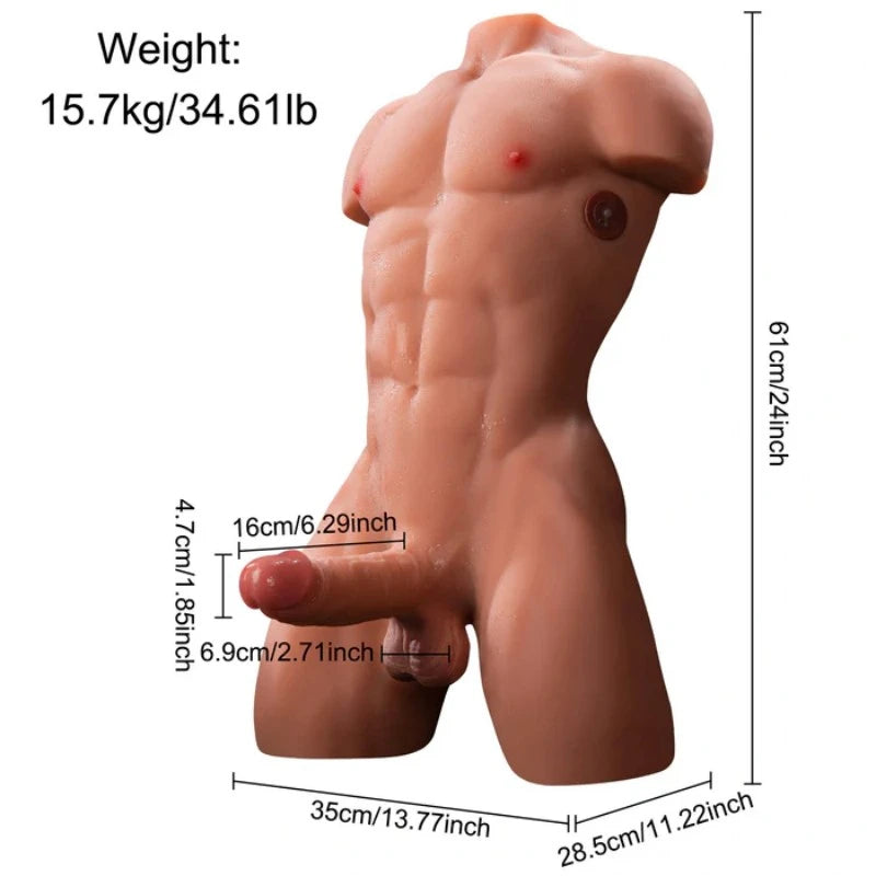 Henry-18.96 LB Male Sex Doll Torso with 6.29in Thrusting Dildo