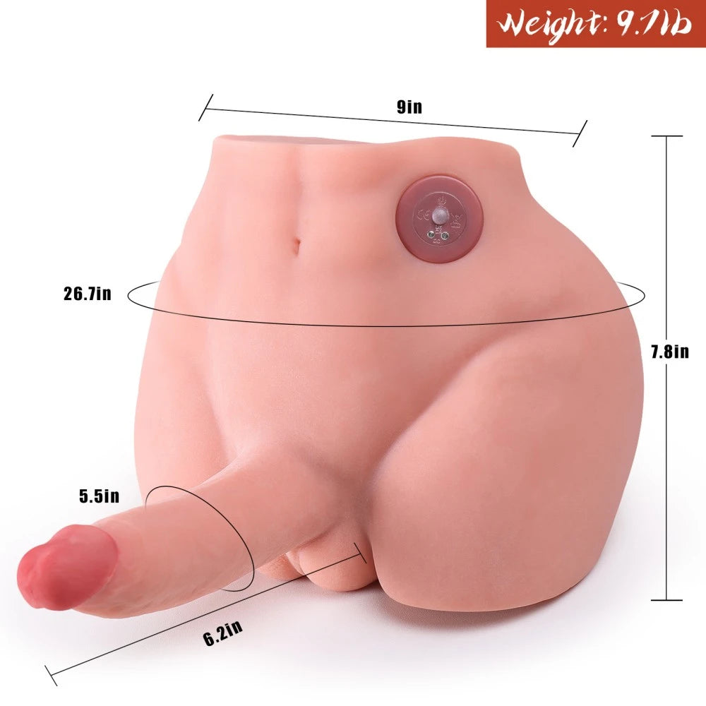 Ethan-9.7LB Torso Male Sex Doll with 6.2″ Vibrating Dildo