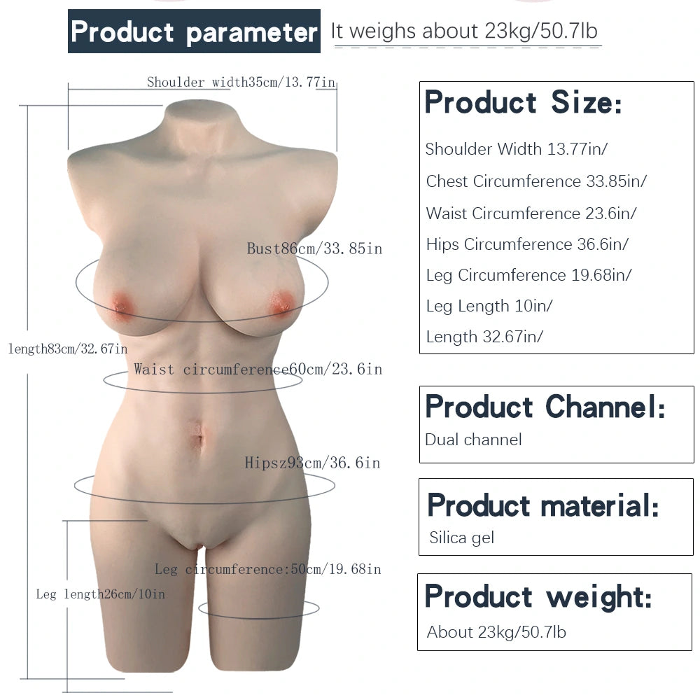 Blanche - 50.7LB Large Size Full Silicone Female Torso