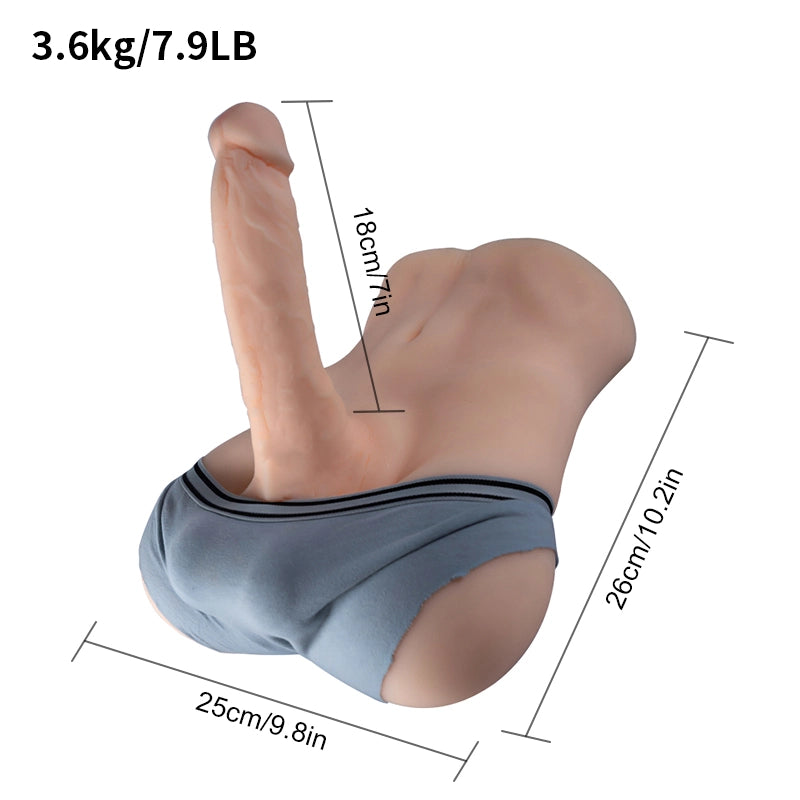 Allen-7.9 LB Flat Back Small Male Torso With Flexible 7" Dildo