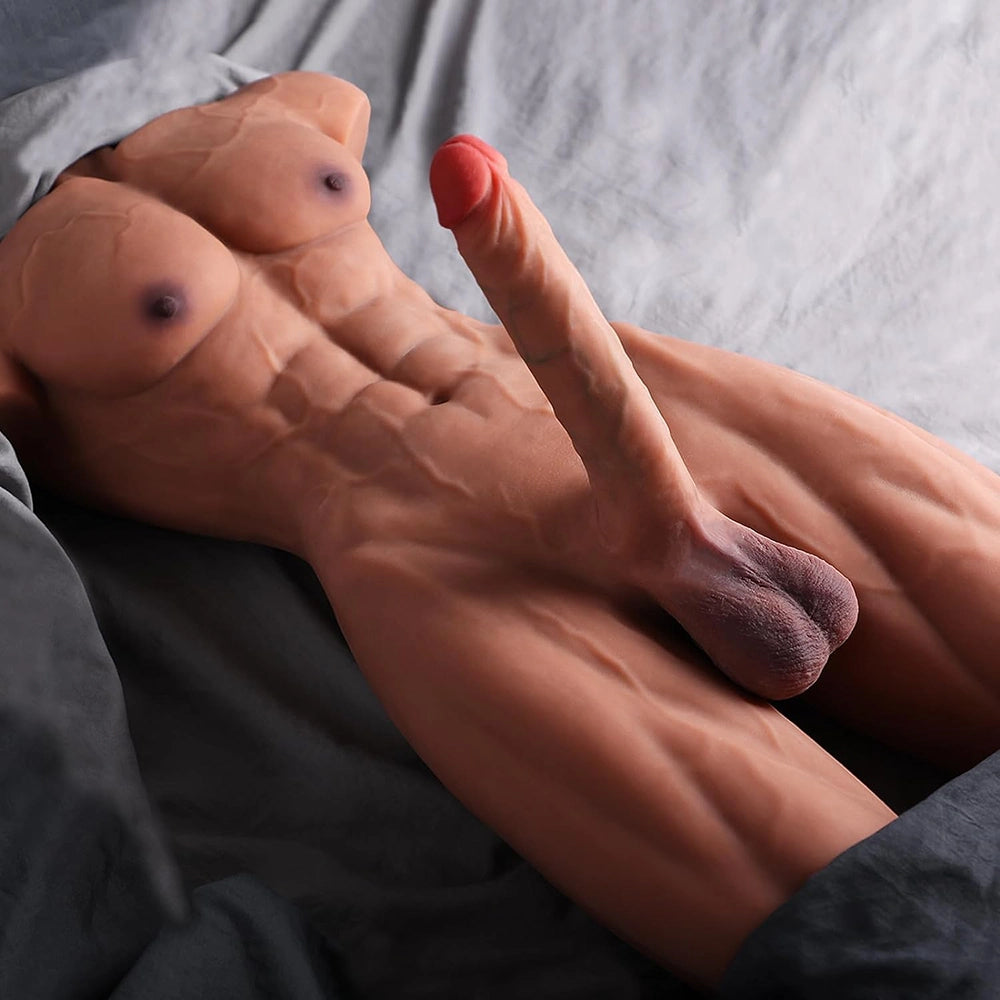 Tony–35LB Large Strong Muscle Abs Male Torso with 8.5″ Realistic Dildo
