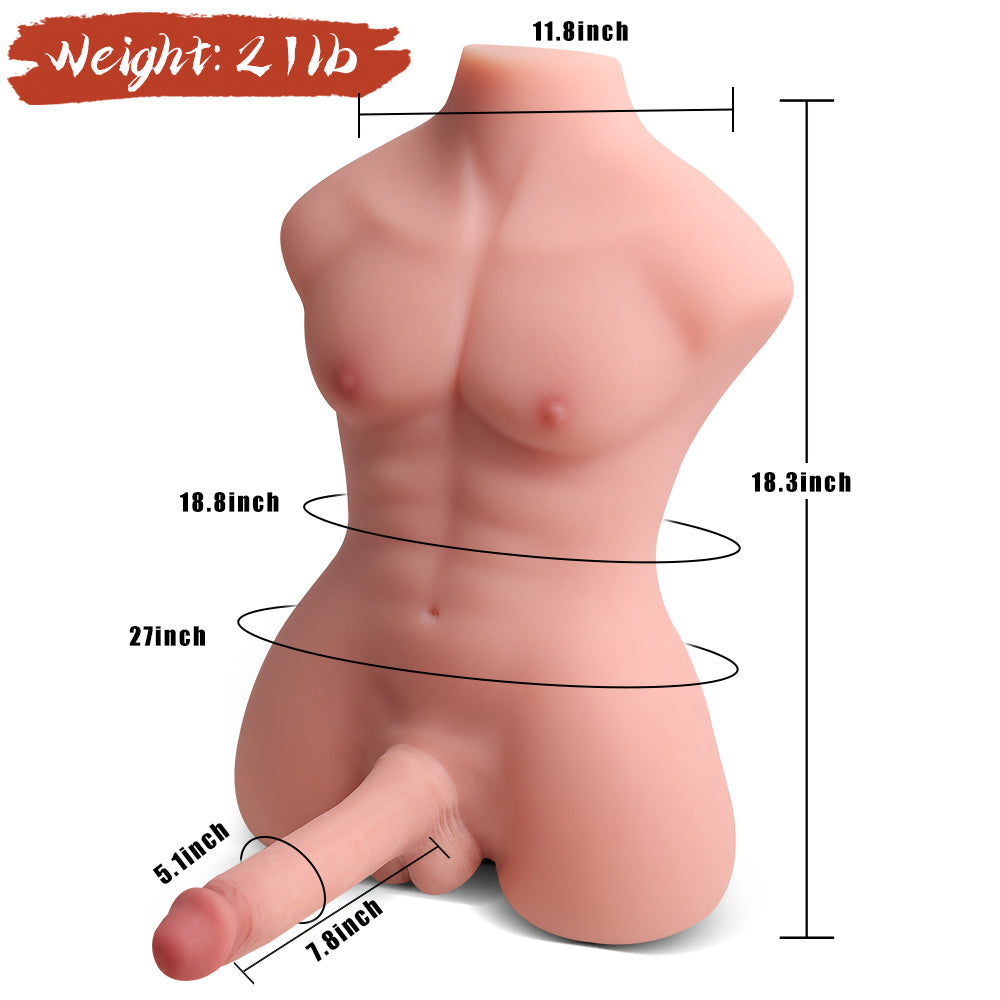 William-21LB Male Torso Sex Toys With 7.8″ Dildo
