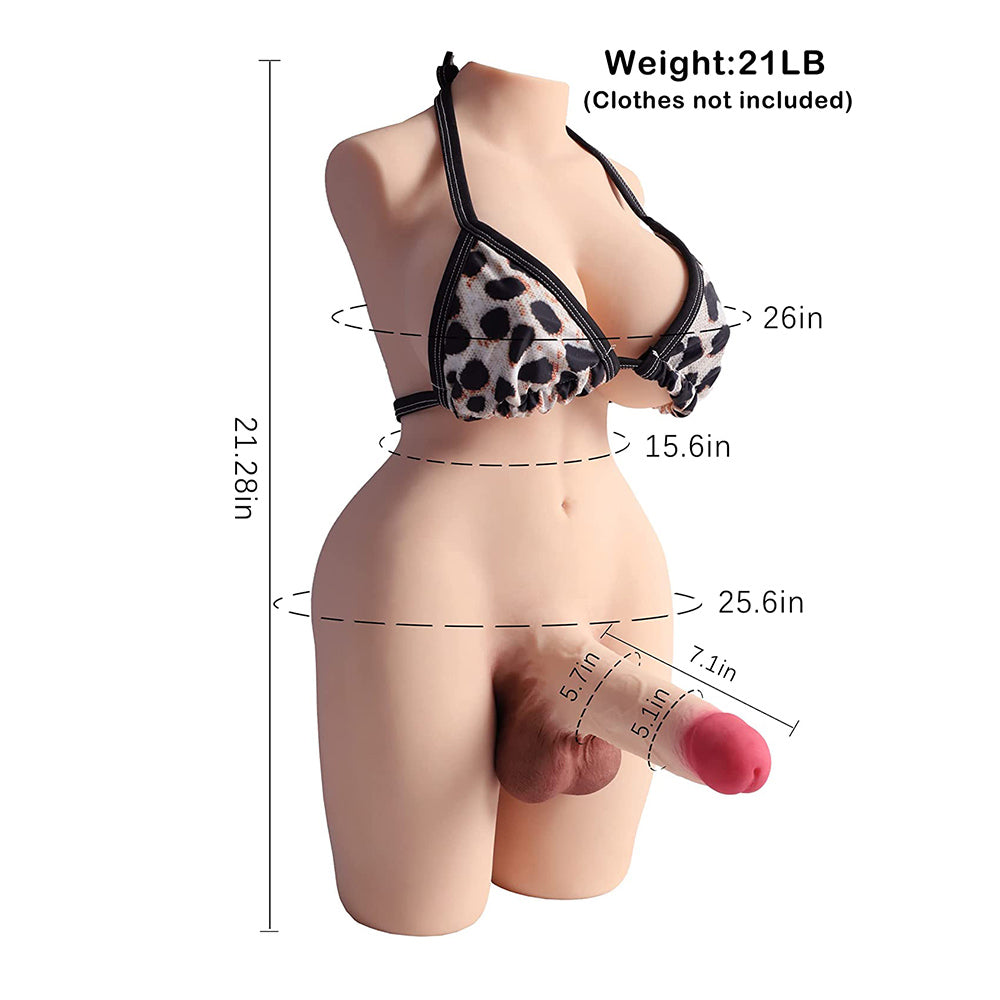 Sarina-21LB Shemale Torso Sex Toy With 7.1″ Big Dildo