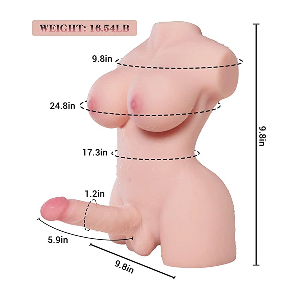 Andre-16.54LB Lifelike Shemale Sex Torso With 5.9″ Dildo