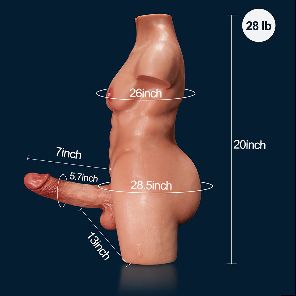 Tom-28LB Full Silicone Male Torso With Replaceable Dildo